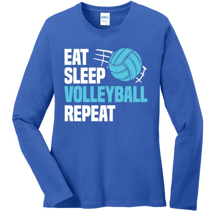 Eat Sleep Volleyball Repeat Cool Funny Team Coaches Quotes Gift Ladies Long Sleeve Shirt