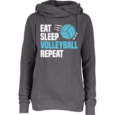 Eat Sleep Volleyball Repeat Cool Funny Team Coaches Quotes Gift Womens Funnel Neck Pullover Hood