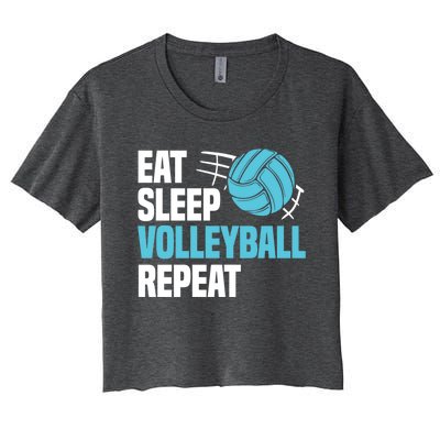 Eat Sleep Volleyball Repeat Cool Funny Team Coaches Quotes Gift Women's Crop Top Tee