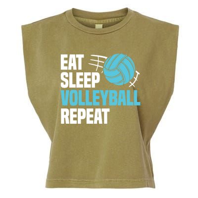 Eat Sleep Volleyball Repeat Cool Funny Team Coaches Quotes Gift Garment-Dyed Women's Muscle Tee