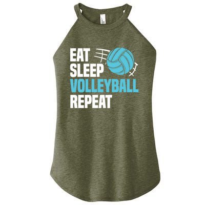 Eat Sleep Volleyball Repeat Cool Funny Team Coaches Quotes Gift Women's Perfect Tri Rocker Tank