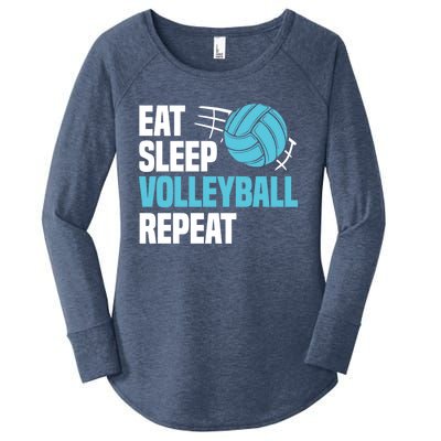 Eat Sleep Volleyball Repeat Cool Funny Team Coaches Quotes Gift Women's Perfect Tri Tunic Long Sleeve Shirt