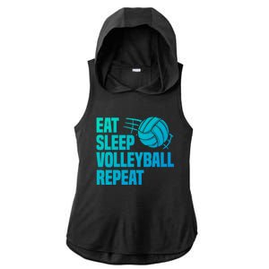 Eat Sleep Volleyball Repeat Cool Funny Team Coaches Quotes Gift Ladies PosiCharge Tri-Blend Wicking Draft Hoodie Tank