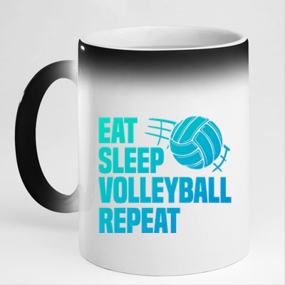 Eat Sleep Volleyball Repeat Cool Funny Team Coaches Quotes Gift 11oz Black Color Changing Mug