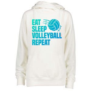 Eat Sleep Volleyball Repeat Cool Funny Team Coaches Quotes Gift Womens Funnel Neck Pullover Hood