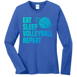 Eat Sleep Volleyball Repeat Cool Funny Team Coaches Quotes Gift Ladies Long Sleeve Shirt