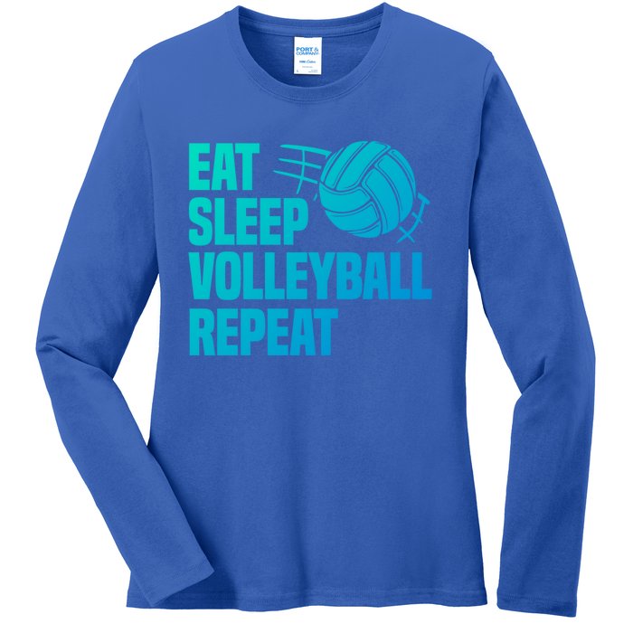 Eat Sleep Volleyball Repeat Cool Funny Team Coaches Quotes Gift Ladies Long Sleeve Shirt