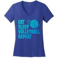 Eat Sleep Volleyball Repeat Cool Funny Team Coaches Quotes Gift Women's V-Neck T-Shirt