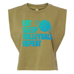 Eat Sleep Volleyball Repeat Cool Funny Team Coaches Quotes Gift Garment-Dyed Women's Muscle Tee