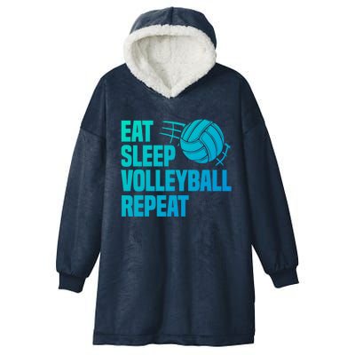 Eat Sleep Volleyball Repeat Cool Funny Team Coaches Quotes Gift Hooded Wearable Blanket