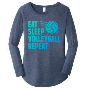 Eat Sleep Volleyball Repeat Cool Funny Team Coaches Quotes Gift Women's Perfect Tri Tunic Long Sleeve Shirt