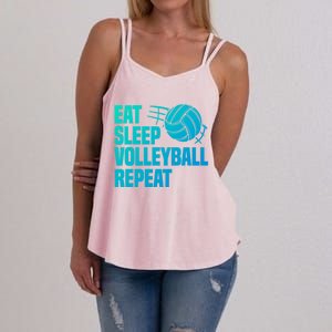 Eat Sleep Volleyball Repeat Cool Funny Team Coaches Quotes Gift Women's Strappy Tank