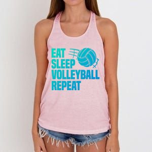 Eat Sleep Volleyball Repeat Cool Funny Team Coaches Quotes Gift Women's Knotted Racerback Tank