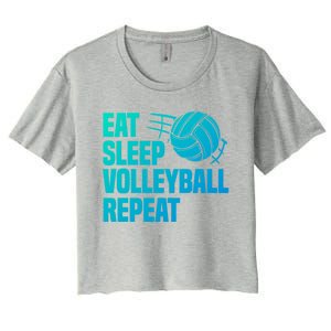 Eat Sleep Volleyball Repeat Cool Funny Team Coaches Quotes Gift Women's Crop Top Tee