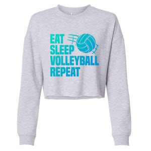 Eat Sleep Volleyball Repeat Cool Funny Team Coaches Quotes Gift Cropped Pullover Crew