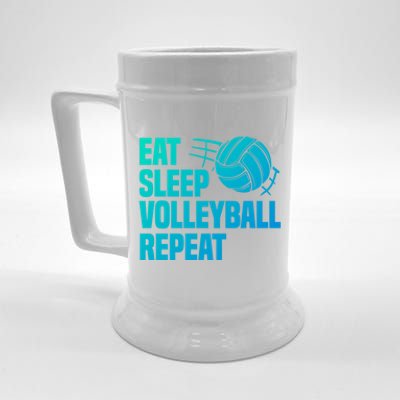 Eat Sleep Volleyball Repeat Cool Funny Team Coaches Quotes Gift Beer Stein