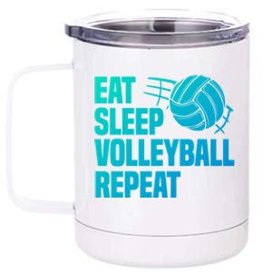 Eat Sleep Volleyball Repeat Cool Funny Team Coaches Quotes Gift 12 oz Stainless Steel Tumbler Cup