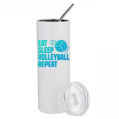 Eat Sleep Volleyball Repeat Cool Funny Team Coaches Quotes Gift Stainless Steel Tumbler