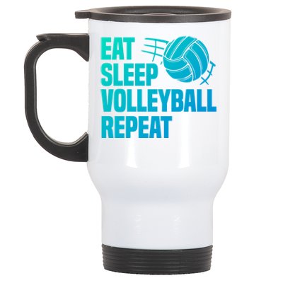 Eat Sleep Volleyball Repeat Cool Funny Team Coaches Quotes Gift Stainless Steel Travel Mug