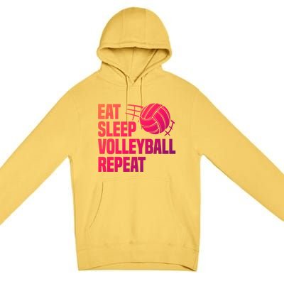 Eat Sleep Volleyball Repeat Cool Funny Team Coaches Quotes Gift Premium Pullover Hoodie