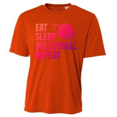 Eat Sleep Volleyball Repeat Cool Funny Team Coaches Quotes Gift Cooling Performance Crew T-Shirt