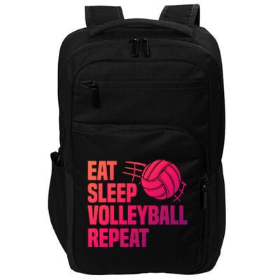 Eat Sleep Volleyball Repeat Cool Funny Team Coaches Quotes Gift Impact Tech Backpack