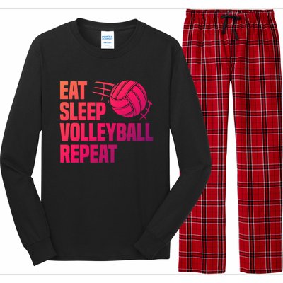 Eat Sleep Volleyball Repeat Cool Funny Team Coaches Quotes Gift Long Sleeve Pajama Set