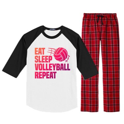 Eat Sleep Volleyball Repeat Cool Funny Team Coaches Quotes Gift Raglan Sleeve Pajama Set