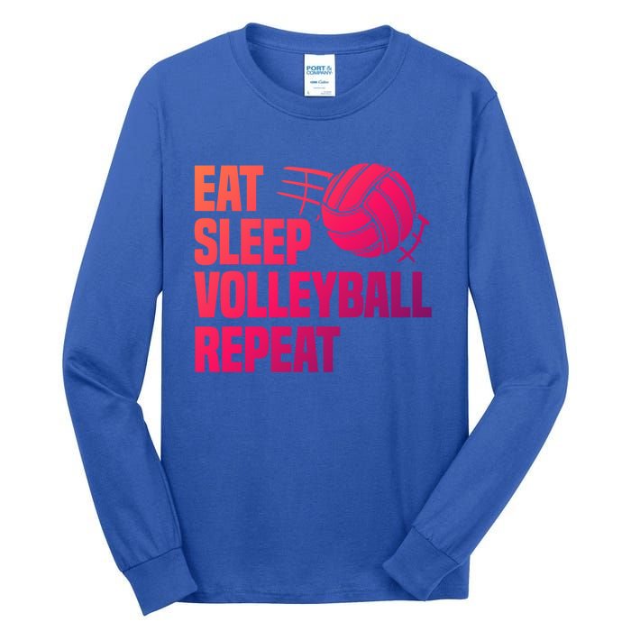 Eat Sleep Volleyball Repeat Cool Funny Team Coaches Quotes Gift Tall Long Sleeve T-Shirt