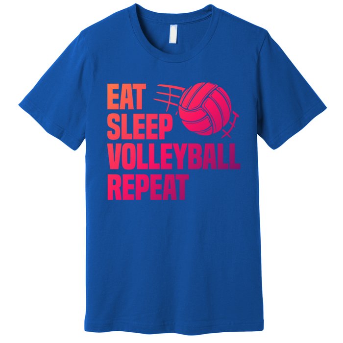 Eat Sleep Volleyball Repeat Cool Funny Team Coaches Quotes Gift Premium T-Shirt