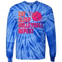 Eat Sleep Volleyball Repeat Cool Funny Team Coaches Quotes Gift Tie-Dye Long Sleeve Shirt