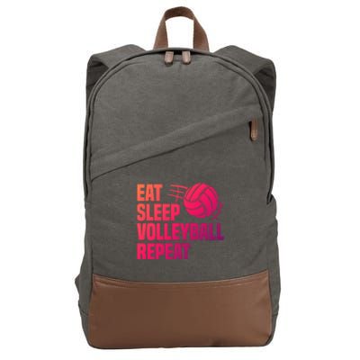 Eat Sleep Volleyball Repeat Cool Funny Team Coaches Quotes Gift Cotton Canvas Backpack