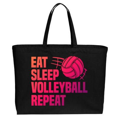 Eat Sleep Volleyball Repeat Cool Funny Team Coaches Quotes Gift Cotton Canvas Jumbo Tote