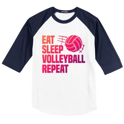 Eat Sleep Volleyball Repeat Cool Funny Team Coaches Quotes Gift Baseball Sleeve Shirt