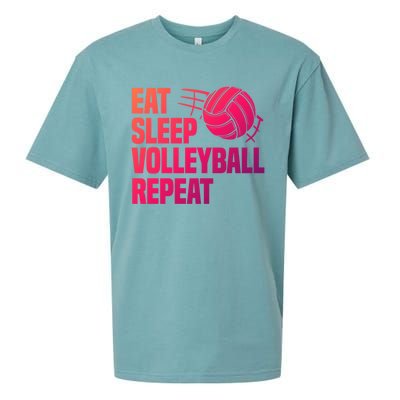 Eat Sleep Volleyball Repeat Cool Funny Team Coaches Quotes Gift Sueded Cloud Jersey T-Shirt