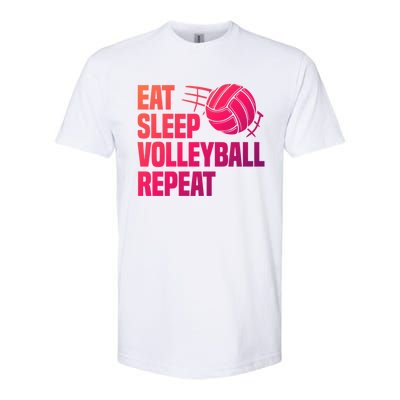 Eat Sleep Volleyball Repeat Cool Funny Team Coaches Quotes Gift Softstyle CVC T-Shirt