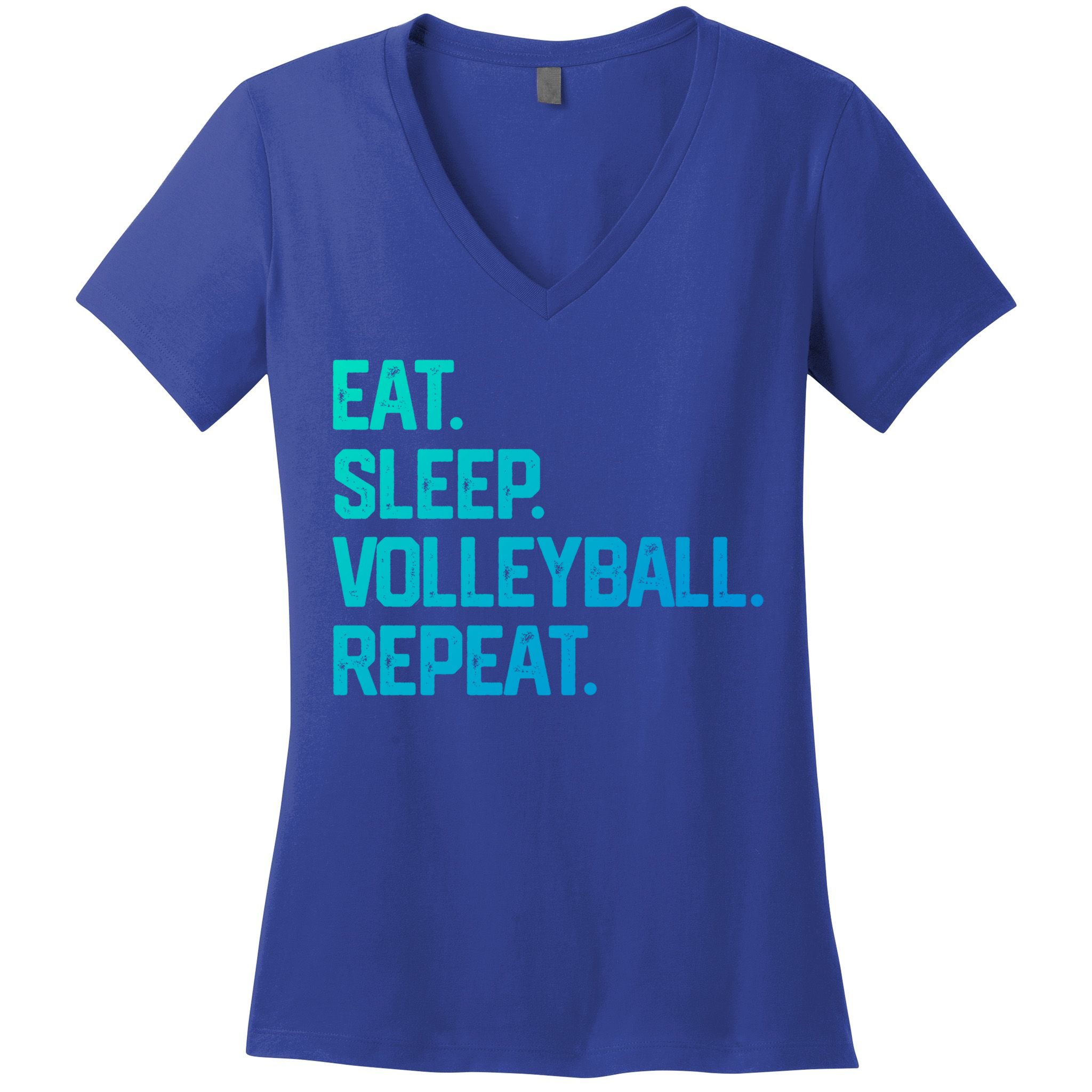 Eat Sleep Volleyball Repeat Team Coach Matching Cool Gift Women's V-Neck T-Shirt
