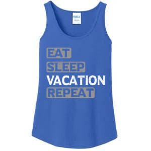 Eat Sleep Vacation Repeat Travel Lover Gift Ladies Essential Tank