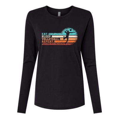 Eat Sleep Volleyball Repeat Retro Volleyball Lover Womens Cotton Relaxed Long Sleeve T-Shirt