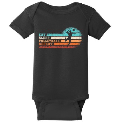 Eat Sleep Volleyball Repeat Retro Volleyball Lover Baby Bodysuit