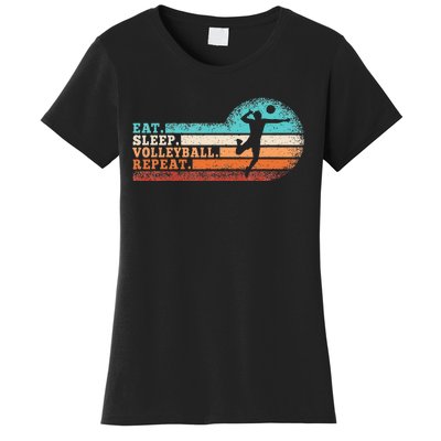 Eat Sleep Volleyball Repeat Retro Volleyball Lover Women's T-Shirt