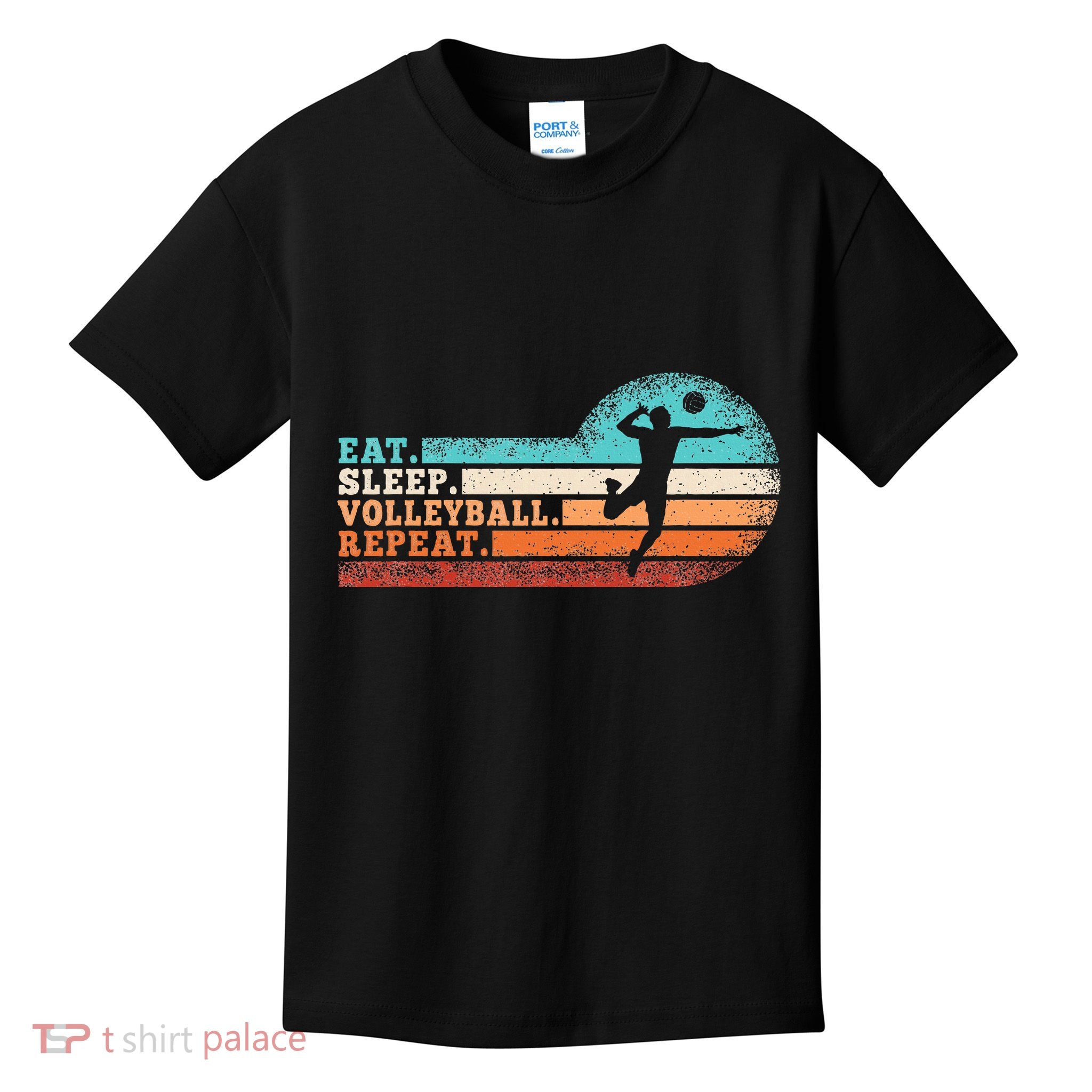 Eat Sleep Volleyball Repeat Retro Volleyball Lover Kids T-Shirt