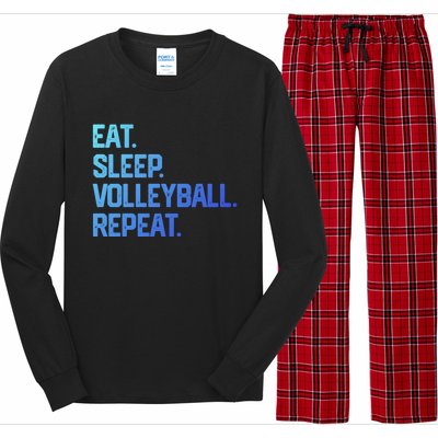 Eat Sleep Volleyball Repeat Team Coach Matching Cool Gift Long Sleeve Pajama Set