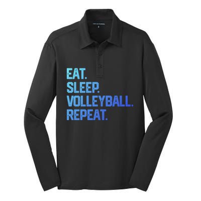 Eat Sleep Volleyball Repeat Team Coach Matching Cool Gift Silk Touch Performance Long Sleeve Polo