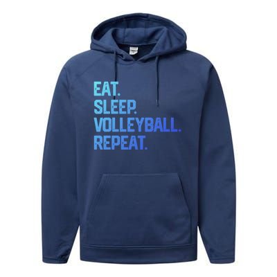 Eat Sleep Volleyball Repeat Team Coach Matching Cool Gift Performance Fleece Hoodie