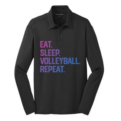 Eat Sleep Volleyball Repeat Team Coach Matching Cool Gift Silk Touch Performance Long Sleeve Polo