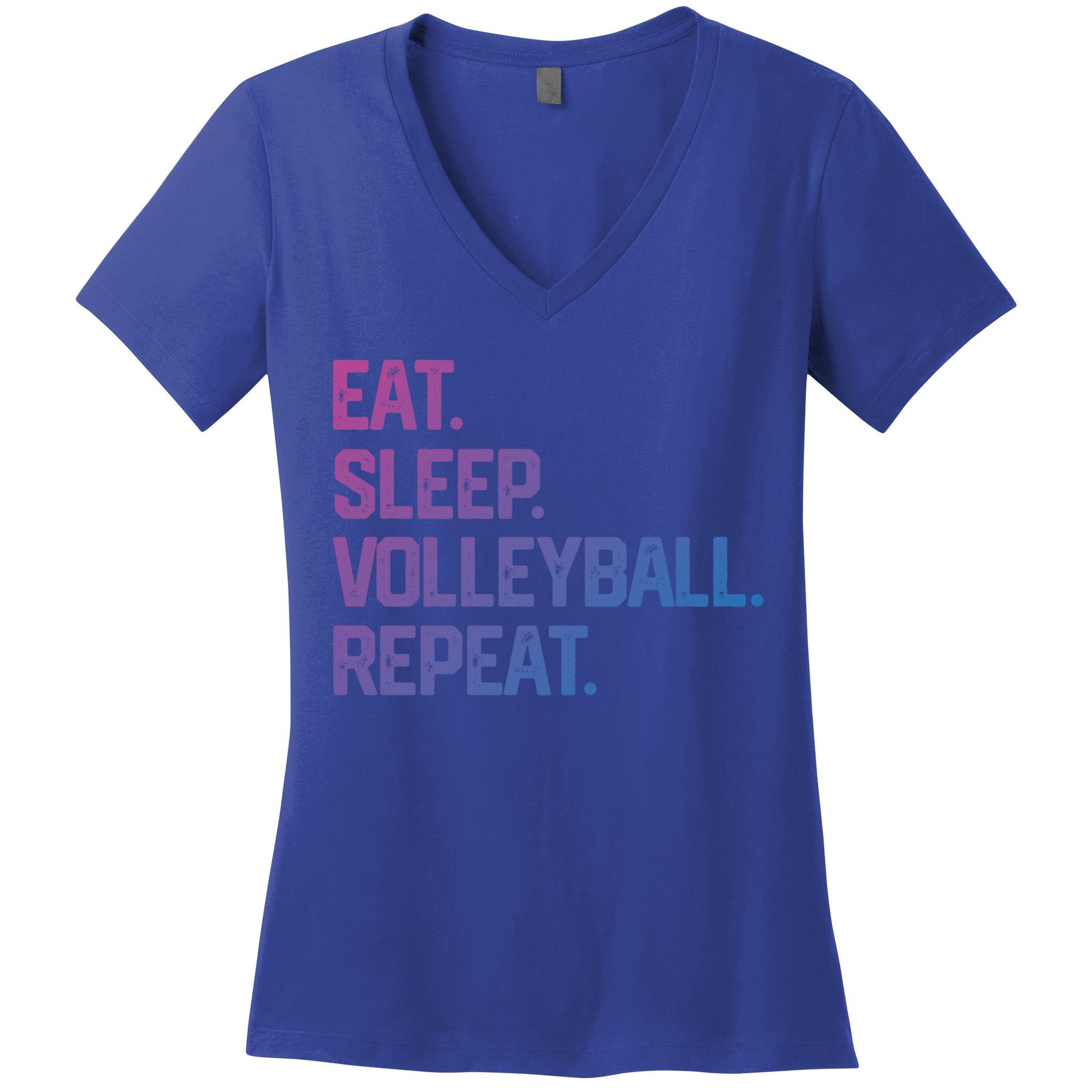 Eat Sleep Volleyball Repeat Team Coach Matching Cool Gift Women's V-Neck T-Shirt