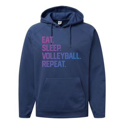 Eat Sleep Volleyball Repeat Team Coach Matching Cool Gift Performance Fleece Hoodie