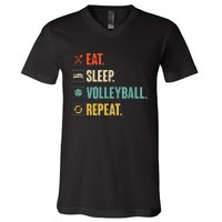 Eat Sleep Volleyball Repeat Vintage Volleyball V-Neck T-Shirt