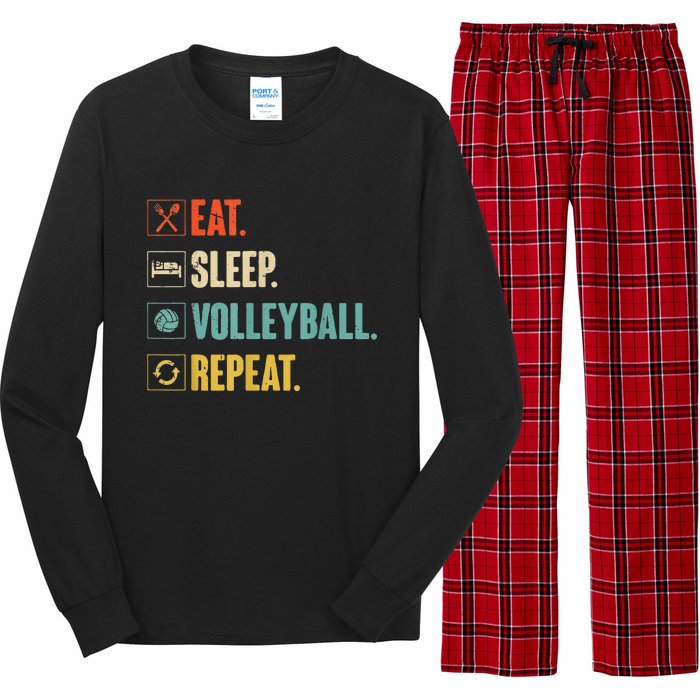 Eat Sleep Volleyball Repeat Vintage Volleyball Long Sleeve Pajama Set